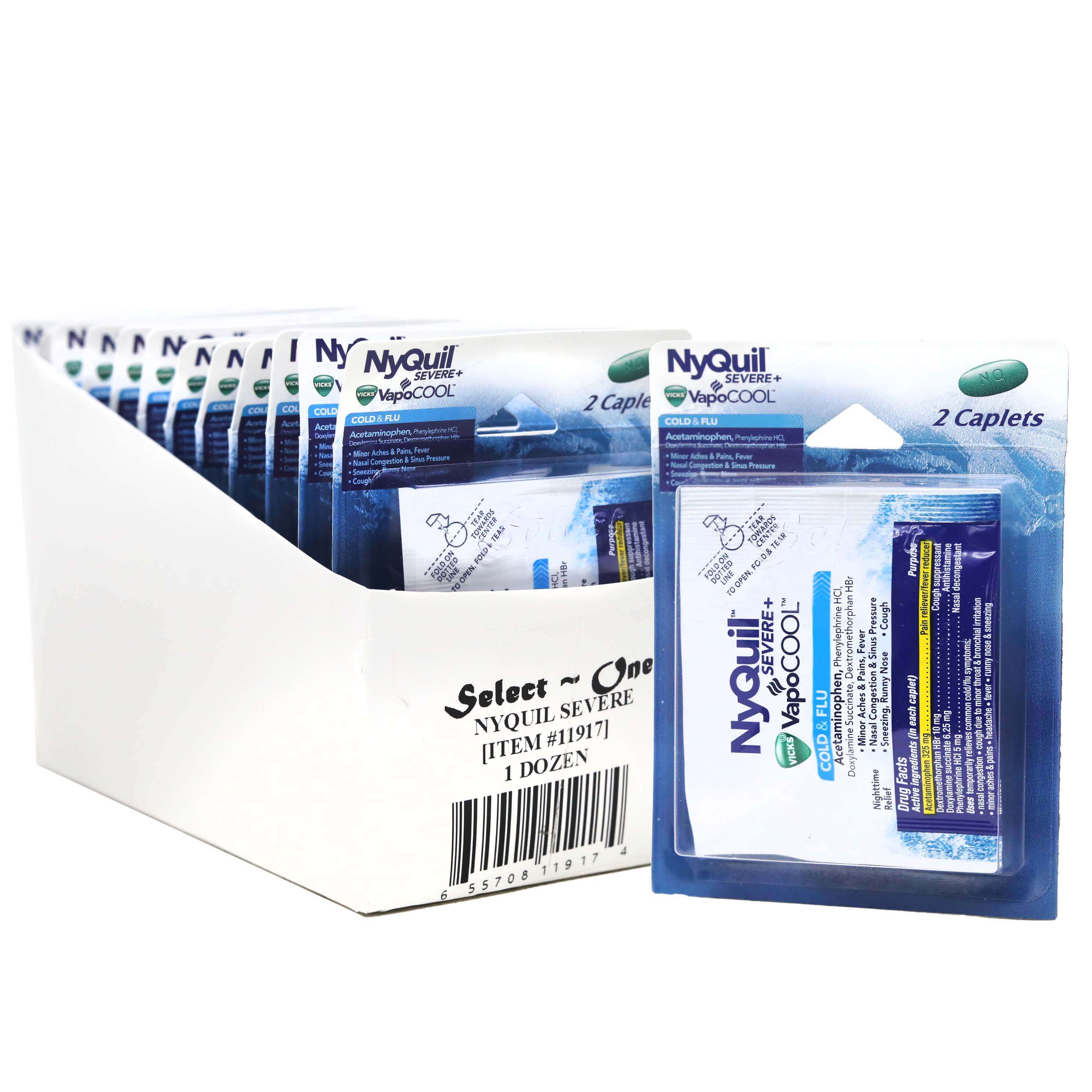 Nyquil Severe Blister Pack Liquicaps For Cold+Flu | 2 Pack | 12 Count Display product image